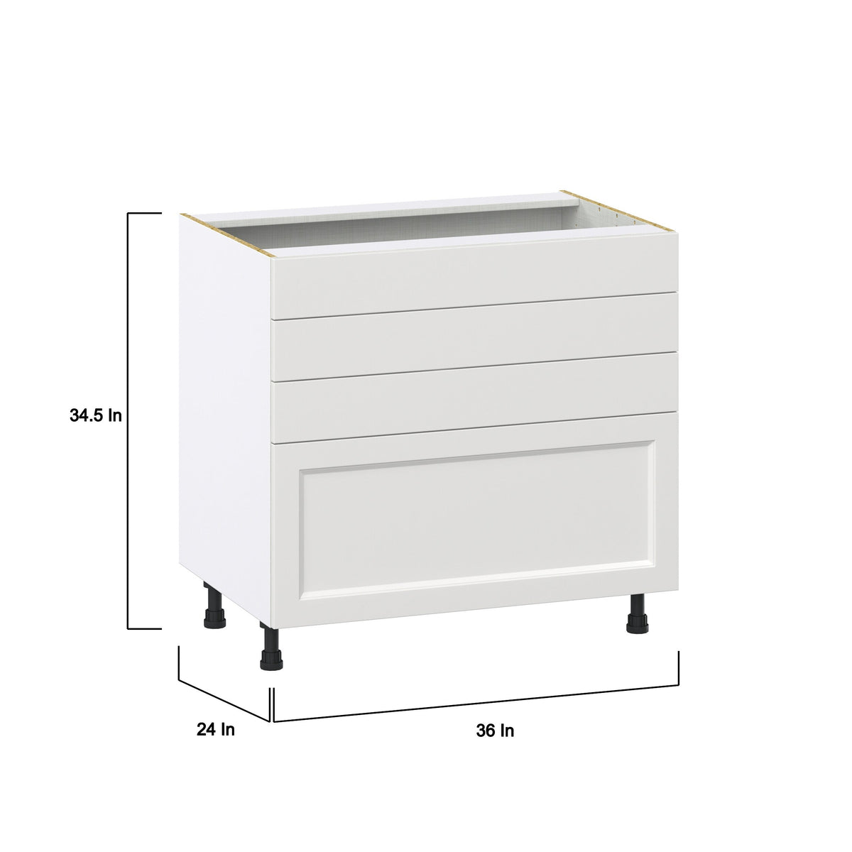 Hugo&Borg Riviera 36-in W x 34.5-in H x 24-in D Bright White 3-Drawer Base Fully Assembled Cabinet