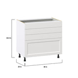 Hugo&Borg Riviera 36-in W x 34.5-in H x 24-in D Bright White 3-Drawer Base Fully Assembled Cabinet