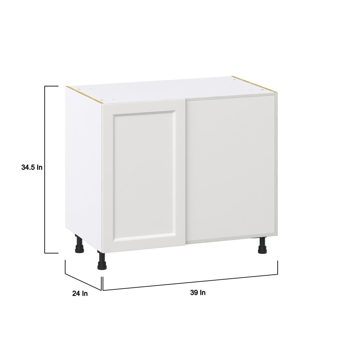 Hugo&Borg Riviera 39-in W x 34.5-in H x 24-in D Bright White Blind Corner Base Fully Assembled Cabinet (Recessed Panel Shaker Style)