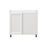 Hugo&Borg Riviera 39-in W x 34.5-in H x 24-in D Bright White Blind Corner Base Fully Assembled Cabinet (Recessed Panel Shaker Style)