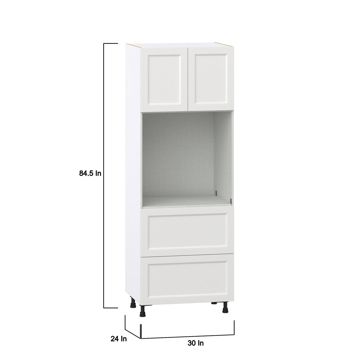 Hugo&Borg Riviera 30-in W x 84.5-in H x 24-in D Bright White 2-Drawers Single Oven Base Fully Assembled Cabinet (Recessed Panel Shaker Style)