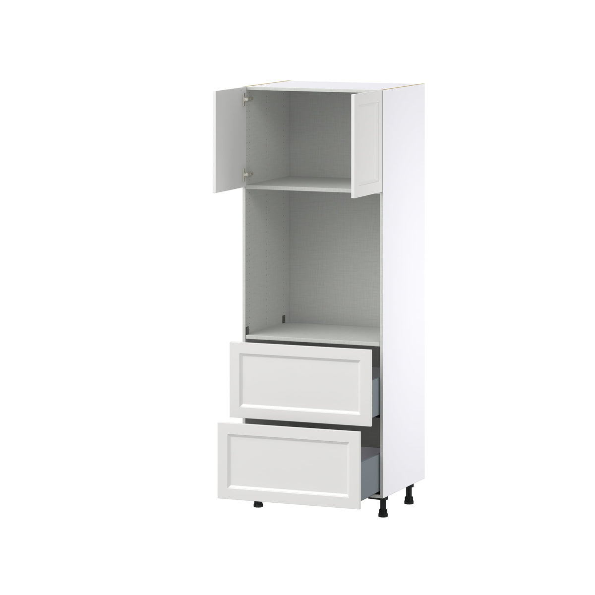 Hugo&Borg Riviera 30-in W x 84.5-in H x 24-in D Bright White 2-Drawers Single Oven Base Fully Assembled Cabinet (Recessed Panel Shaker Style)