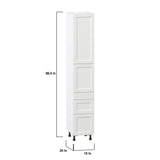 Hugo&Borg Riviera 15-in W x 89.5-in H x 24-in D Bright White 3-Drawers Pantry Fully Assembled Cabinet (Recessed Panel Shaker Style)