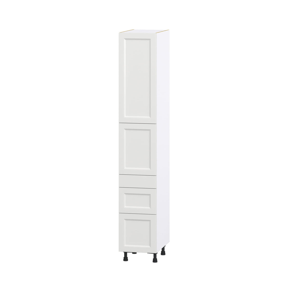 Hugo&Borg Riviera 15-in W x 89.5-in H x 24-in D Bright White 3-Drawers Pantry Fully Assembled Cabinet (Recessed Panel Shaker Style)