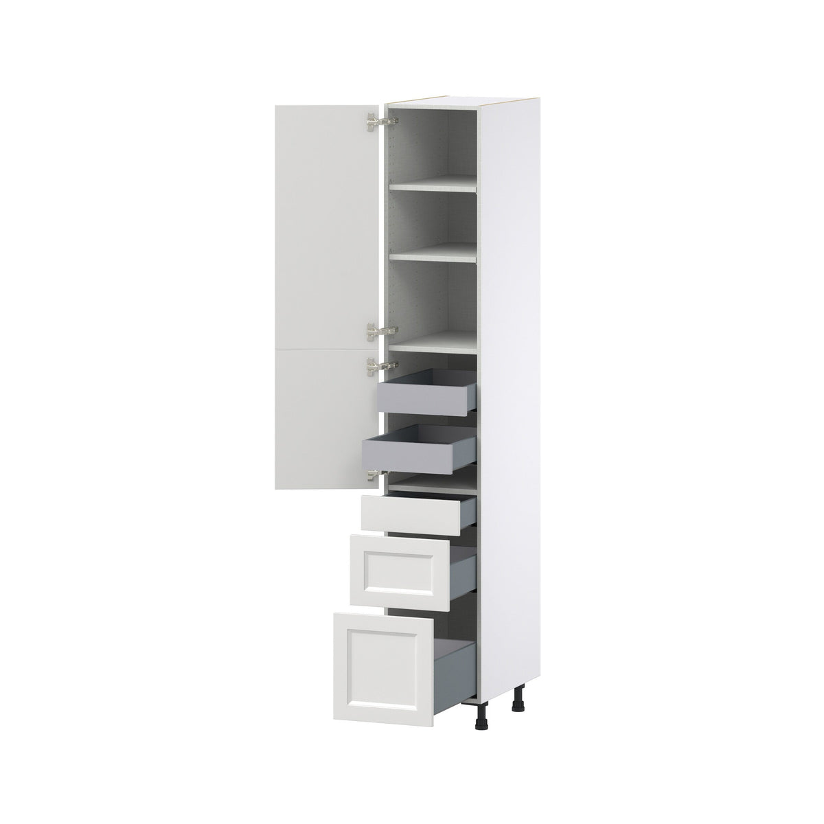 Hugo&Borg Riviera 15-in W x 89.5-in H x 24-in D Bright White 3-Drawers Pantry Fully Assembled Cabinet (Recessed Panel Shaker Style)