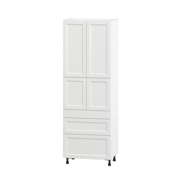 Hugo&Borg Riviera 30-in W x 89.5-in H x 24-in D Bright White 3-Drawers Pantry Fully Assembled Cabinet (Recessed Panel Shaker Style)