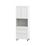 Hugo&Borg Riviera 30-in W x 84.5-in H x 24-in D Bright White 3-Drawers Microwave Base Fully Assembled Cabinet (Recessed Panel Shaker Style)