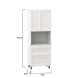 Hugo&Borg Riviera 30-in W x 84.5-in H x 24-in D Bright White 3-Drawers Microwave Base Fully Assembled Cabinet (Recessed Panel Shaker Style)