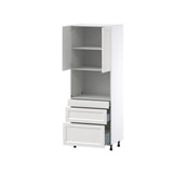 Hugo&Borg Riviera 30-in W x 84.5-in H x 24-in D Bright White 3-Drawers Microwave Base Fully Assembled Cabinet (Recessed Panel Shaker Style)
