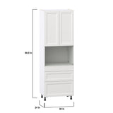 Hugo&Borg Riviera 30-in W x 89.5-in H x 24-in D Bright White 3-Drawers Microwave Pantry Fully Assembled Cabinet (Recessed Panel Shaker Style)