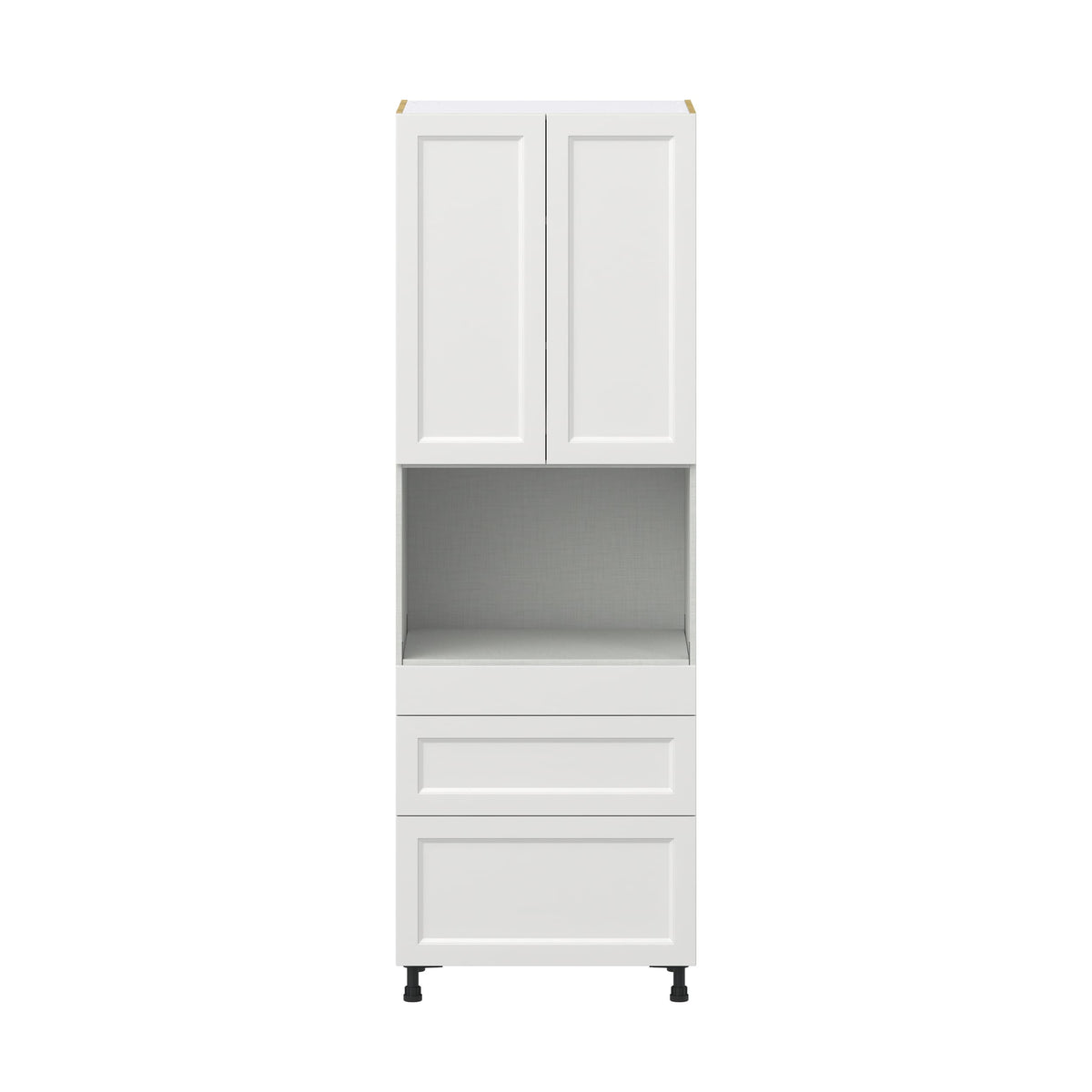 Hugo&Borg Riviera 30-in W x 89.5-in H x 24-in D Bright White 3-Drawers Microwave Pantry Fully Assembled Cabinet (Recessed Panel Shaker Style)