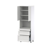 Hugo&Borg Riviera 30-in W x 89.5-in H x 24-in D Bright White 3-Drawers Microwave Pantry Fully Assembled Cabinet (Recessed Panel Shaker Style)