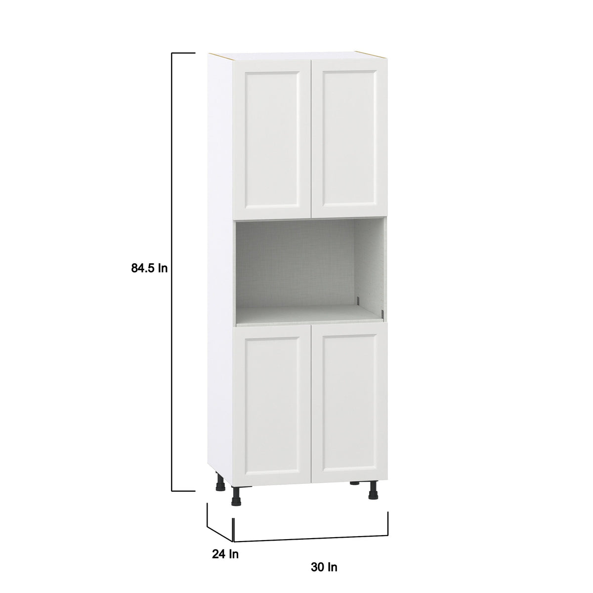 Hugo&Borg Riviera 30-in W x 84.5-in H x 24-in D Bright White Microwave Base Fully Assembled Cabinet (Recessed Panel Shaker Style)