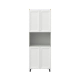 Hugo&Borg Riviera 30-in W x 84.5-in H x 24-in D Bright White Microwave Base Fully Assembled Cabinet (Recessed Panel Shaker Style)