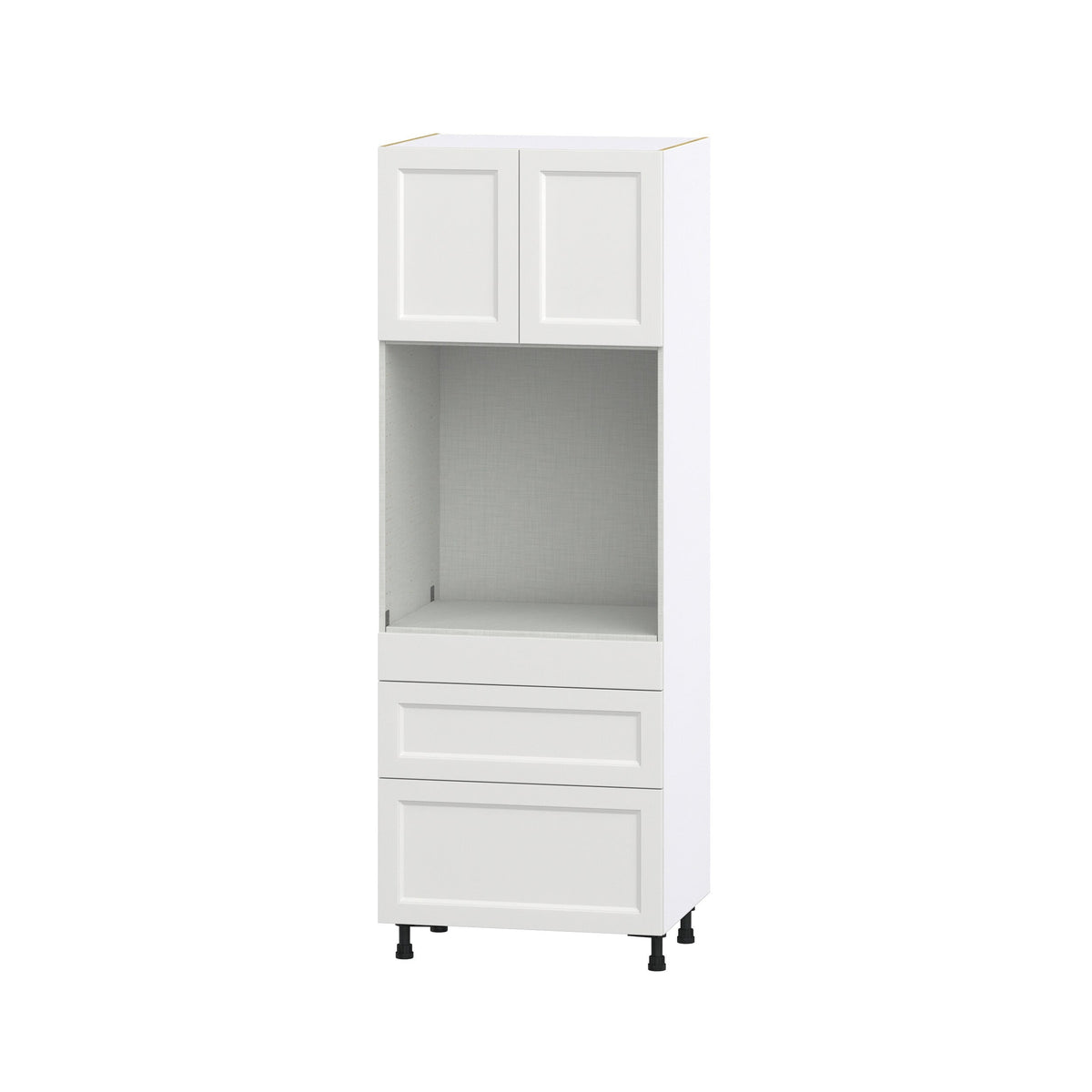 Hugo&Borg Riviera 30-in W x 84.5-in H x 24-in D Bright White 3-Drawers Single Oven Base Fully Assembled Cabinet (Recessed Panel Shaker Style)