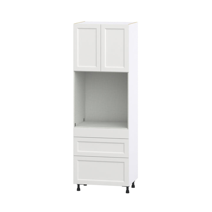 Hugo&Borg Riviera 30-in W x 89.5-in H x 24-in D Bright White 3-Drawers Single Oven Base Fully Assembled Cabinet (Recessed Panel Shaker Style)