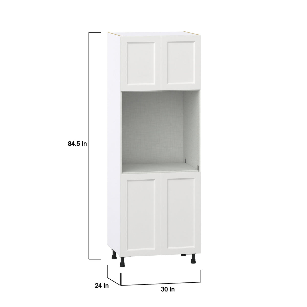 Hugo&Borg Riviera 30-in W x 84.5-in H x 24-in D Bright White Single Oven Base Fully Assembled Cabinet (Recessed Panel Shaker Style)