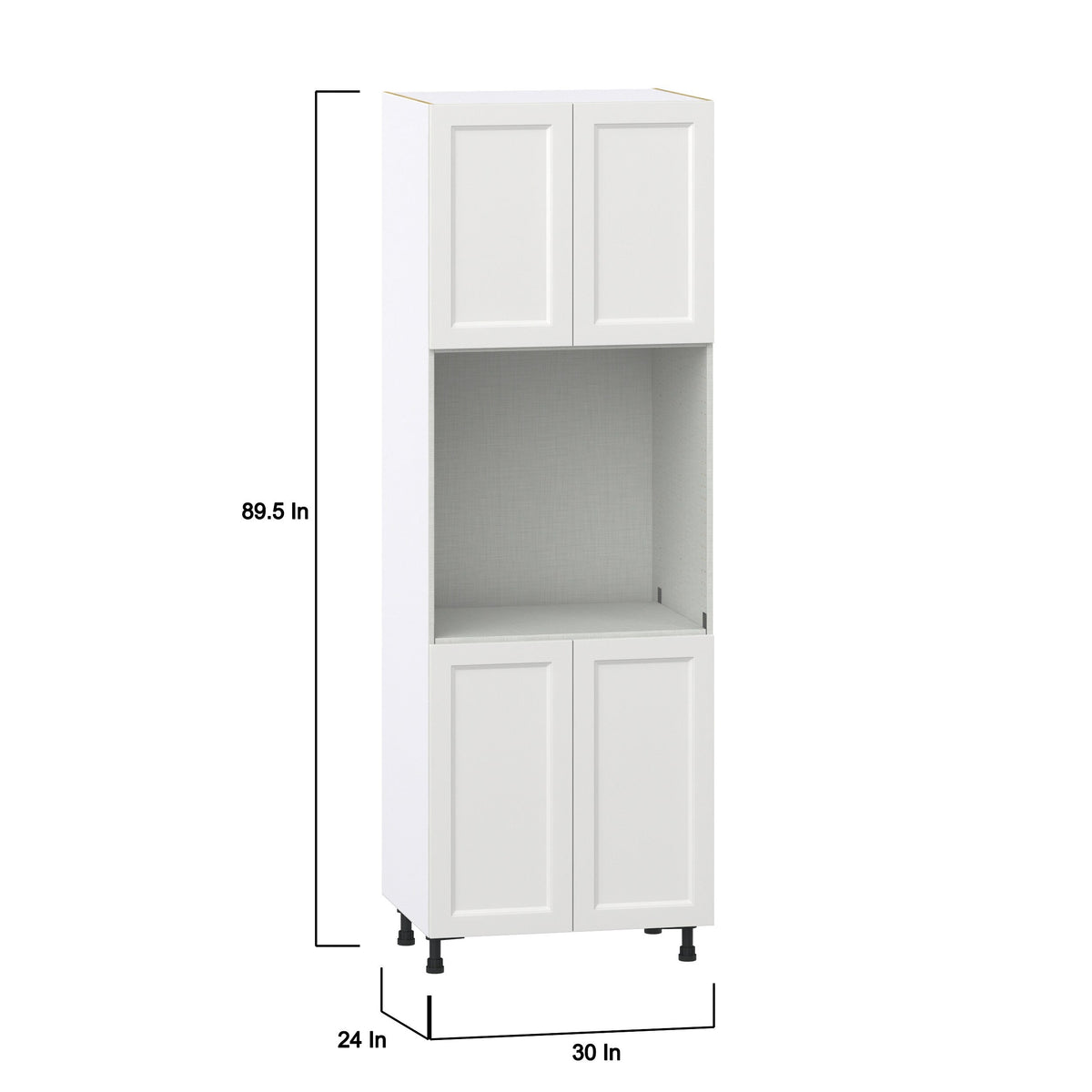 Hugo&Borg Riviera 30-in W x 89.5-in H x 24-in D Bright White Single Oven Base Fully Assembled Cabinet (Recessed Panel Shaker Style)