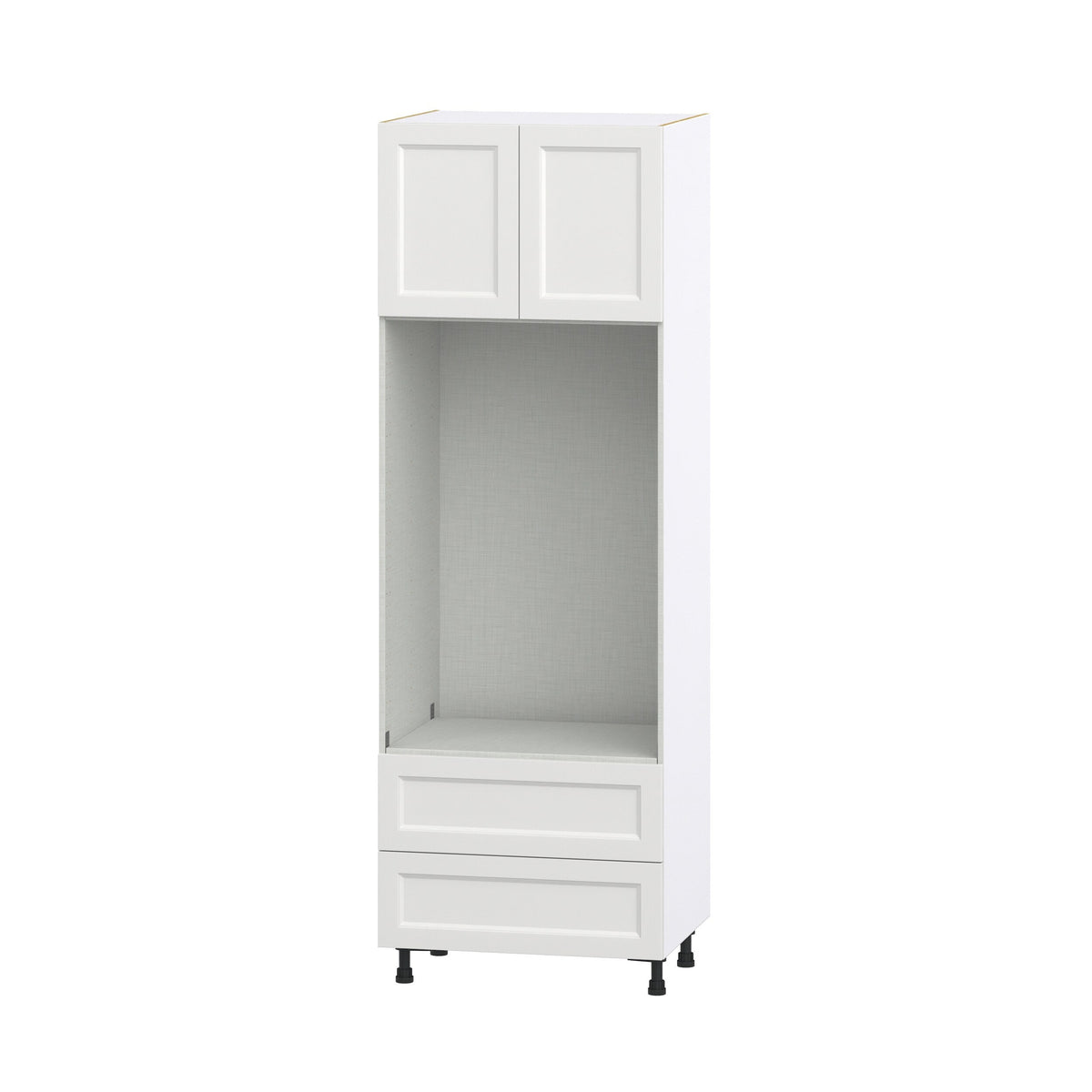 Hugo&Borg Riviera 30-in W x 89.5-in H x 24-in D Bright White 2-Drawers Microwave Base Fully Assembled Cabinet (Recessed Panel Shaker Style)