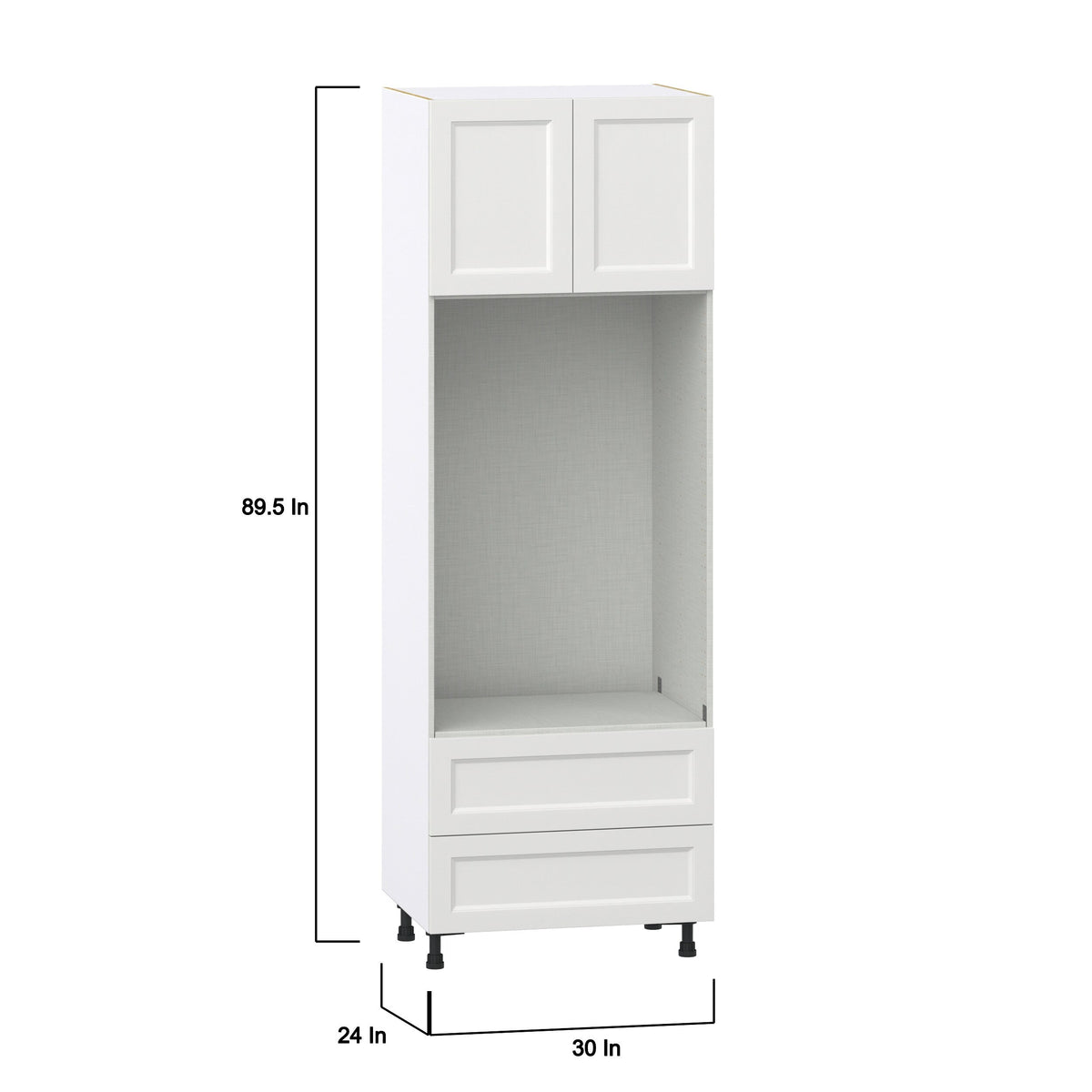 Hugo&Borg Riviera 30-in W x 89.5-in H x 24-in D Bright White 2-Drawers Microwave Base Fully Assembled Cabinet (Recessed Panel Shaker Style)