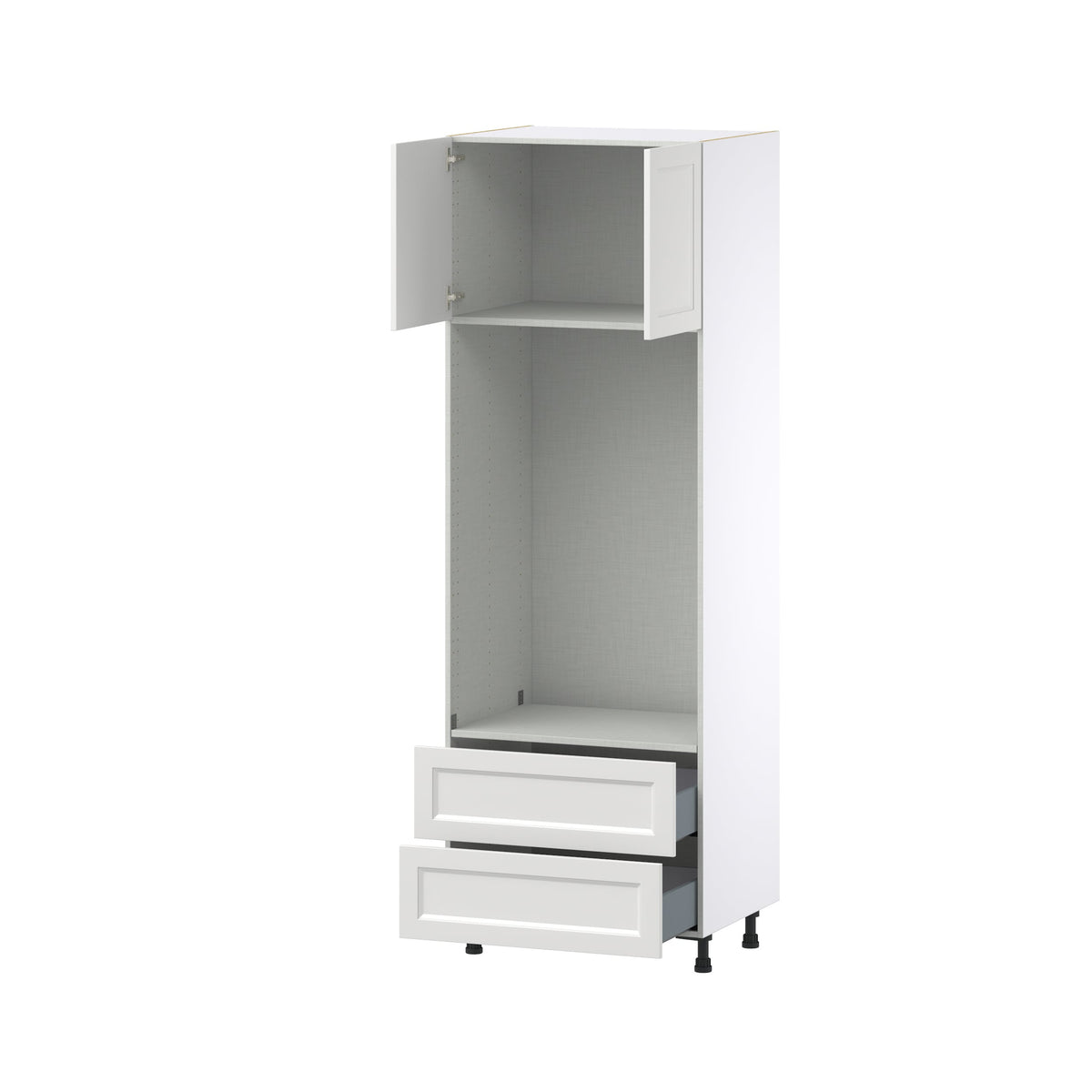 Hugo&Borg Riviera 30-in W x 89.5-in H x 24-in D Bright White 2-Drawers Microwave Base Fully Assembled Cabinet (Recessed Panel Shaker Style)