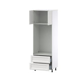 Hugo&Borg Riviera 30-in W x 89.5-in H x 24-in D Bright White 2-Drawers Microwave Base Fully Assembled Cabinet (Recessed Panel Shaker Style)