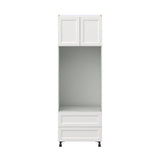 Hugo&Borg Riviera 30-in W x 89.5-in H x 24-in D Bright White 2-Drawers Microwave Base Fully Assembled Cabinet (Recessed Panel Shaker Style)