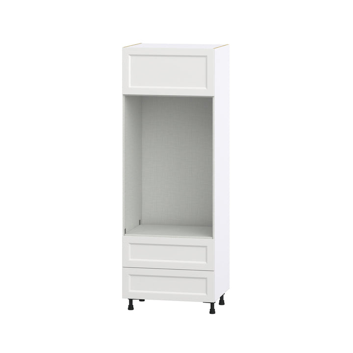 Hugo&Borg Riviera 30-in W x 84.5-in H x 24-in D Bright White 2-Drawers Microwave Base Fully Assembled Cabinet (Recessed Panel Shaker Style)