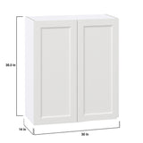 Hugo&Borg Riviera 30-in W x 35-in H x 14-in D Bright White Wall Fully Assembled Cabinet (Recessed Panel Shaker Door Style)