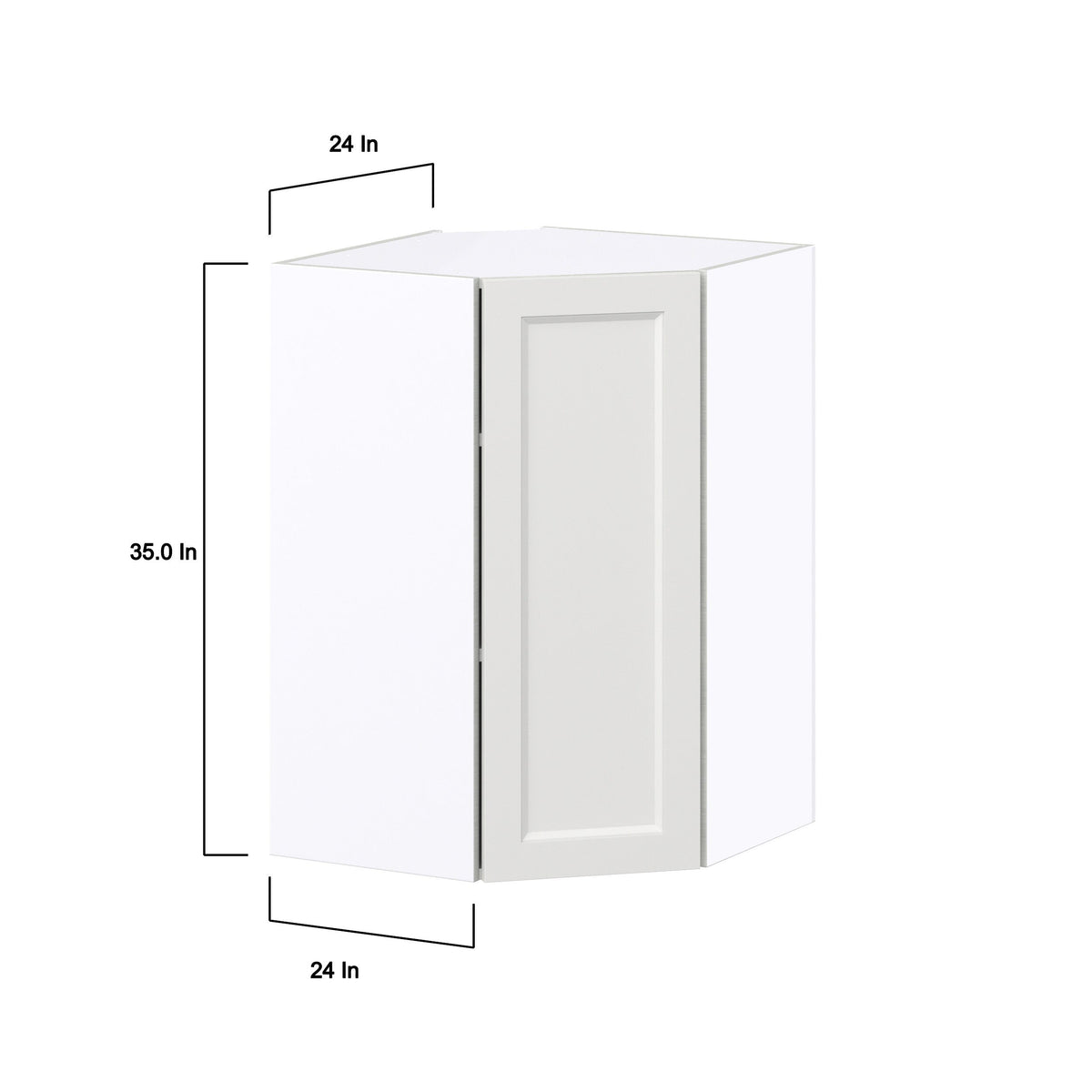 Hugo&Borg Riviera 24-in W x 35-in H x 14-in D Bright White Diagonal Corner Wall Fully Assembled Cabinet (Recessed Panel Shaker Style)