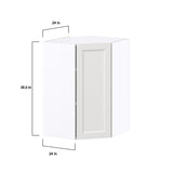 Hugo&Borg Riviera 24-in W x 35-in H x 14-in D Bright White Diagonal Corner Wall Fully Assembled Cabinet (Recessed Panel Shaker Style)