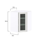 Hugo&Borg Riviera 24-in W x 30-in H x 14-in D Bright White Blind Corner Wall Fully Assembled Cabinet (Glass Panel Shaker Style)