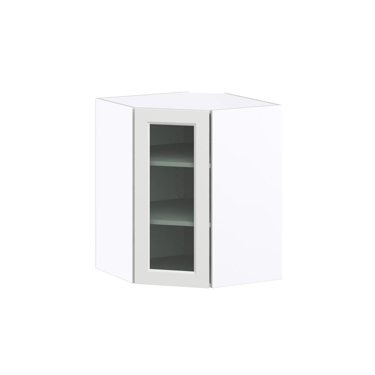 Hugo&Borg Riviera 24-in W x 30-in H x 14-in D Bright White Blind Corner Wall Fully Assembled Cabinet (Glass Panel Shaker Style)