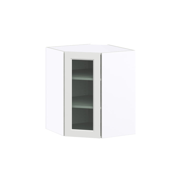 Hugo&Borg Riviera 24-in W x 30-in H x 14-in D Bright White Blind Corner Wall Fully Assembled Cabinet (Glass Panel Shaker Style)