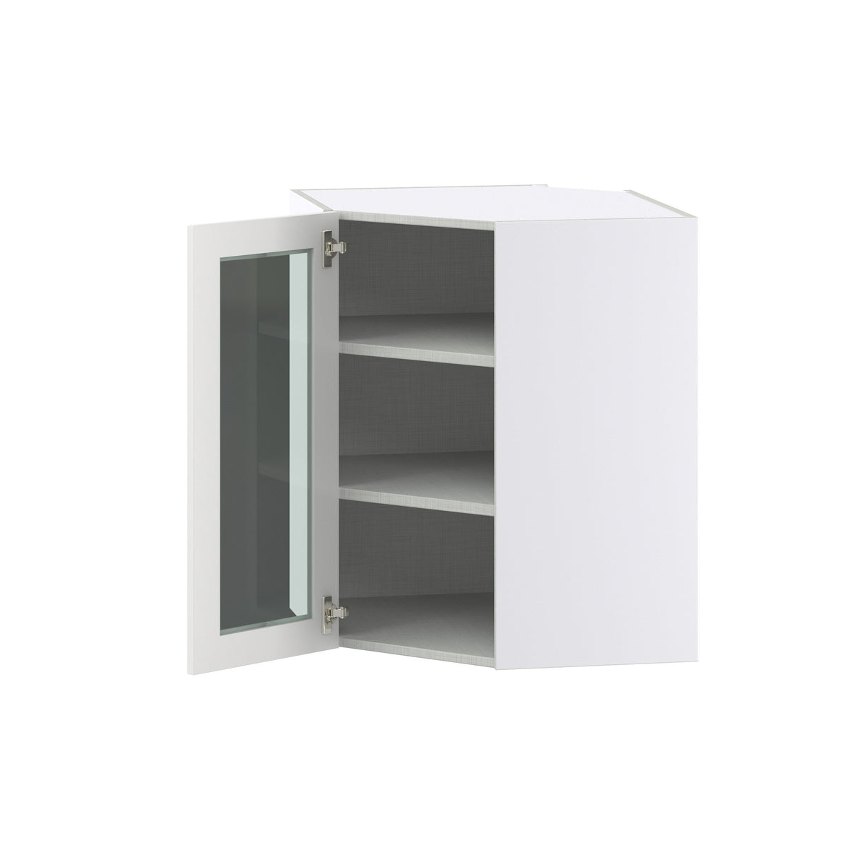 Hugo&Borg Riviera 24-in W x 30-in H x 14-in D Bright White Blind Corner Wall Fully Assembled Cabinet (Glass Panel Shaker Style)
