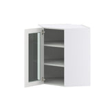 Hugo&Borg Riviera 24-in W x 30-in H x 14-in D Bright White Blind Corner Wall Fully Assembled Cabinet (Glass Panel Shaker Style)