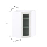 Hugo&Borg Riviera 24-in W x 35-in H x 14-in D Bright White Blind Corner Wall Fully Assembled Cabinet (Glass Panel Shaker Style)