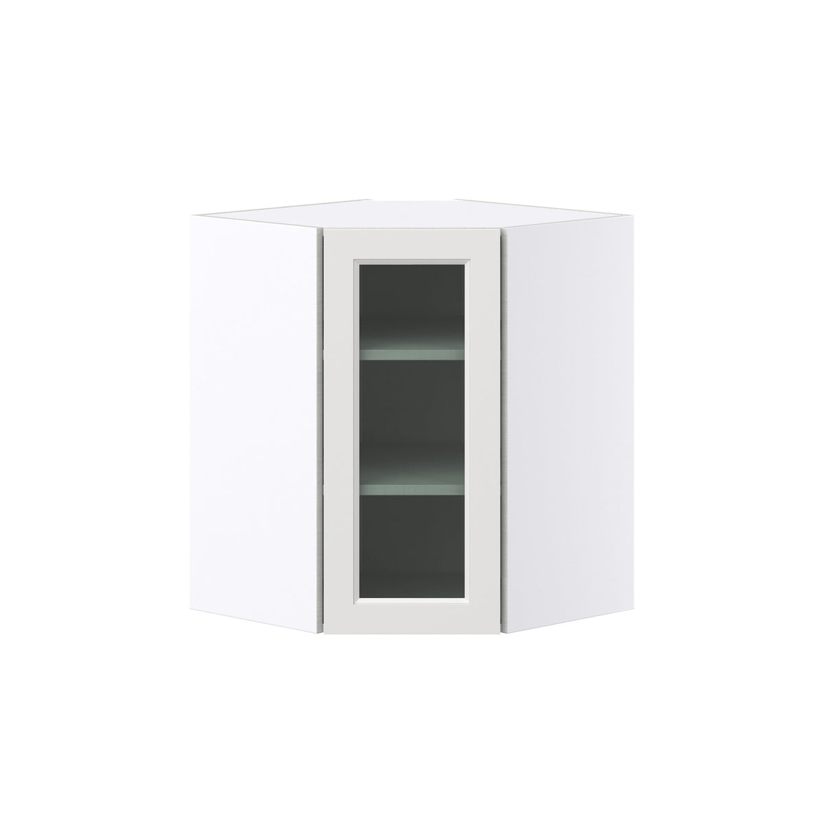 Hugo&Borg Riviera 24-in W x 30-in H x 14-in D Bright White Blind Corner Wall Fully Assembled Cabinet (Glass Panel Shaker Style)