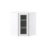 Hugo&Borg Riviera 24-in W x 30-in H x 14-in D Bright White Blind Corner Wall Fully Assembled Cabinet (Glass Panel Shaker Style)