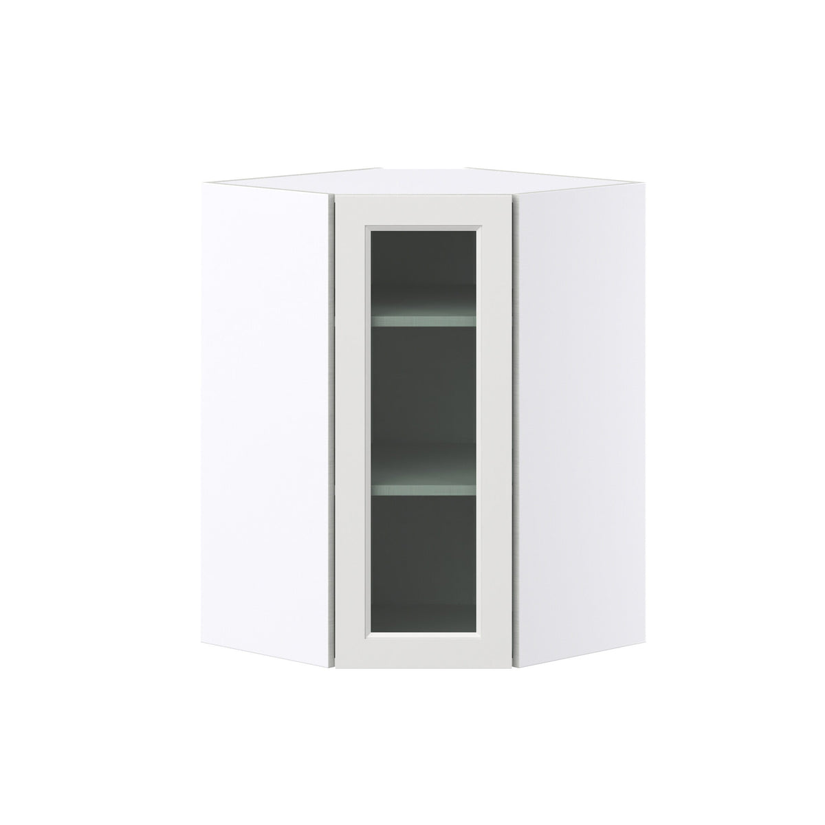 Hugo&Borg Riviera 24-in W x 35-in H x 14-in D Bright White Blind Corner Wall Fully Assembled Cabinet (Glass Panel Shaker Style)