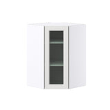 Hugo&Borg Riviera 24-in W x 35-in H x 14-in D Bright White Blind Corner Wall Fully Assembled Cabinet (Glass Panel Shaker Style)