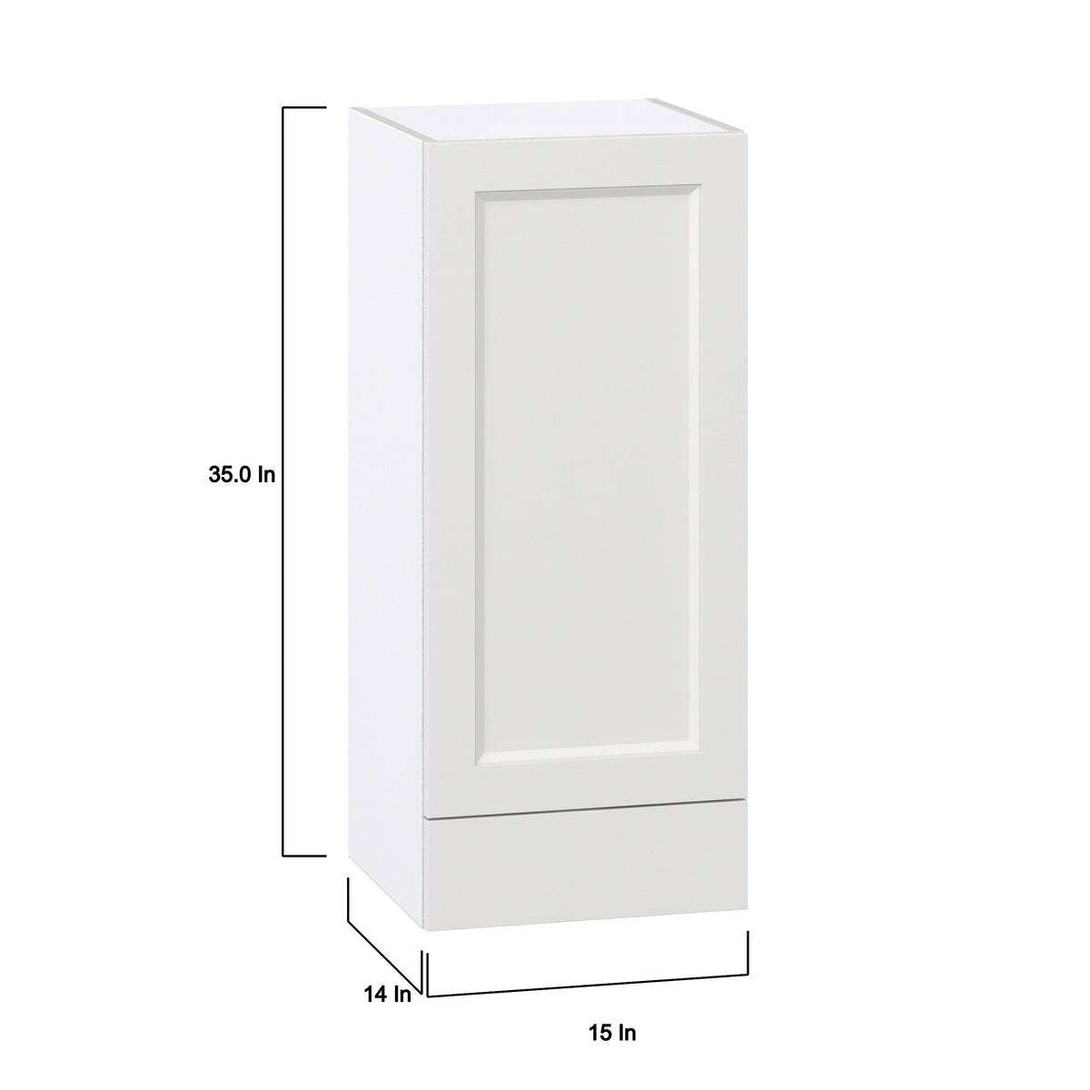 Hugo&Borg Riviera 15-in W x 35-in H x 14-in D Bright White 1-Drawer Wall Fully Assembled Cabinet (Recessed Panel Shaker Style)