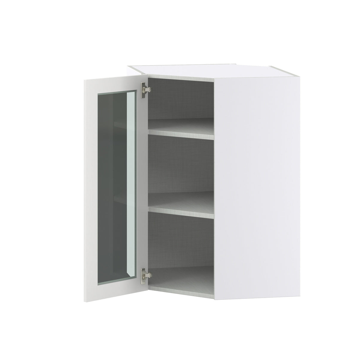 Hugo&Borg Riviera 24-in W x 35-in H x 14-in D Bright White Blind Corner Wall Fully Assembled Cabinet (Glass Panel Shaker Style)
