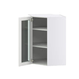 Hugo&Borg Riviera 24-in W x 35-in H x 14-in D Bright White Blind Corner Wall Fully Assembled Cabinet (Glass Panel Shaker Style)