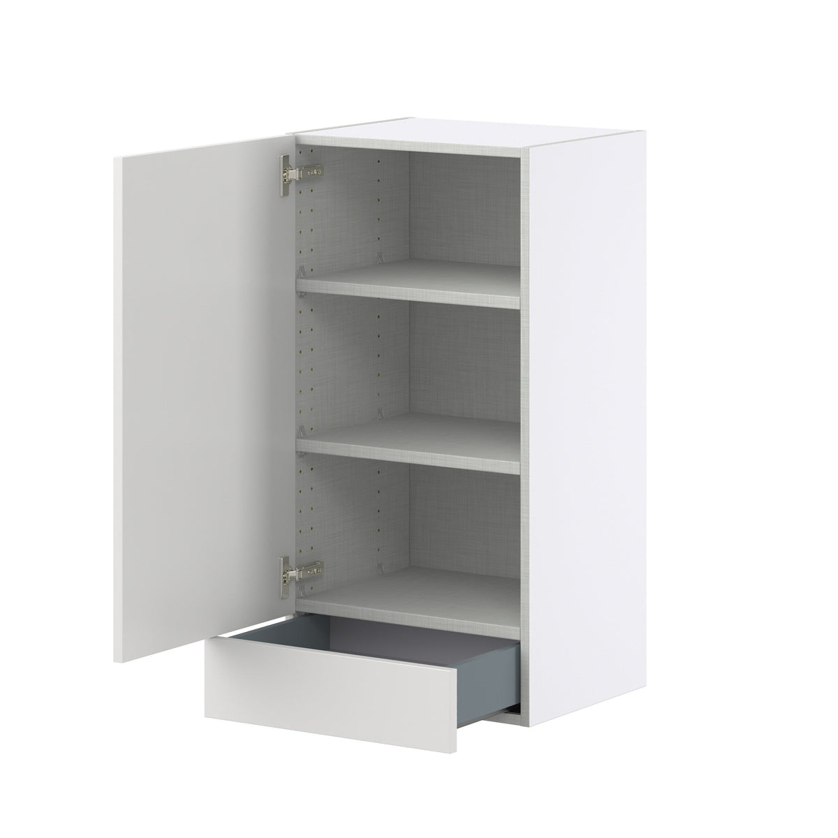 Hugo&Borg Riviera 18-in W x 35-in H x 14-in D Bright White 1-Drawer Wall Fully Assembled Cabinet (Recessed Panel Shaker Style)