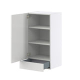 Hugo&Borg Riviera 18-in W x 35-in H x 14-in D Bright White 1-Drawer Wall Fully Assembled Cabinet (Recessed Panel Shaker Style)