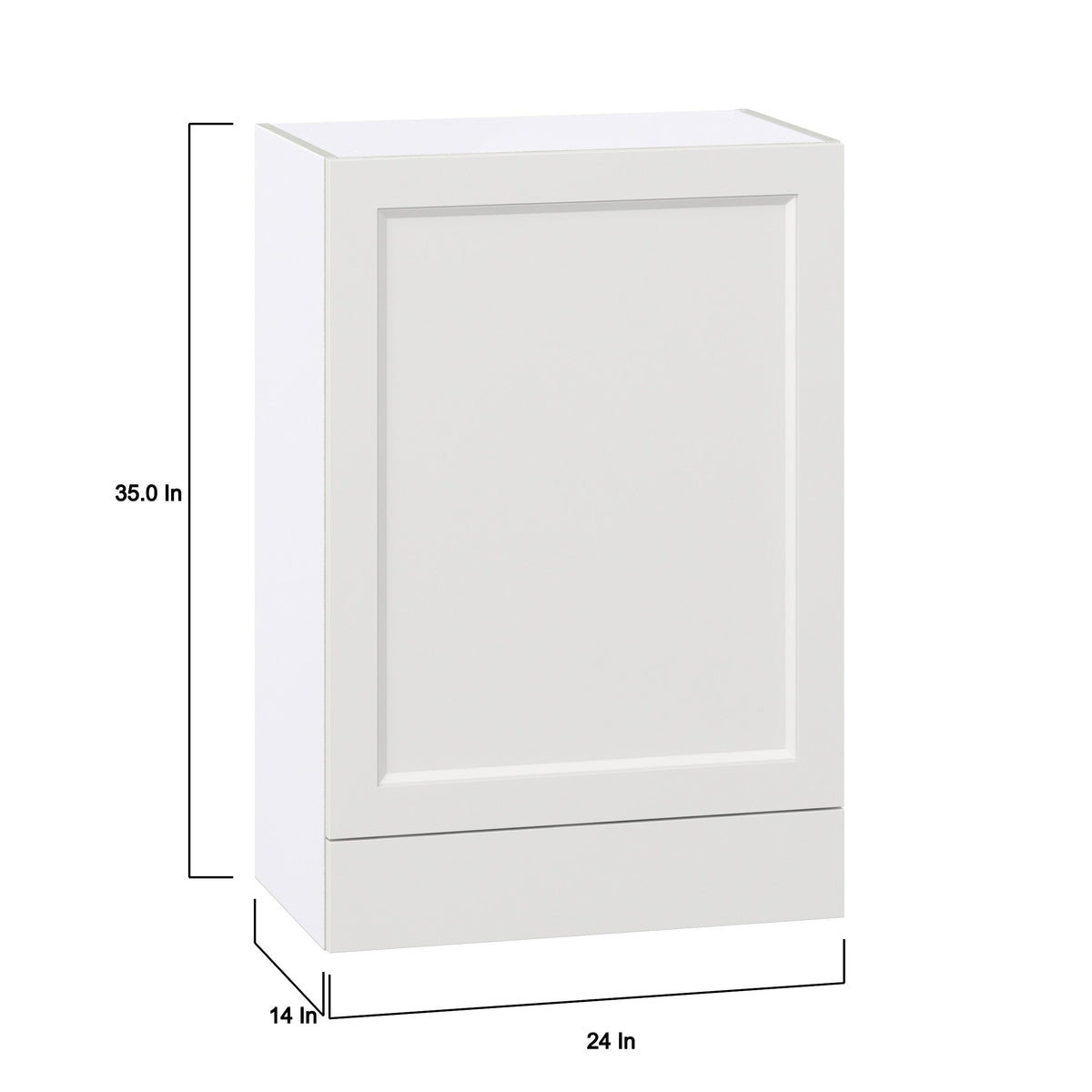 Hugo&Borg Riviera 24-in W x 35-in H x 14-in D Bright White 1-Drawer Wall Fully Assembled Cabinet (Recessed Panel Shaker Style)