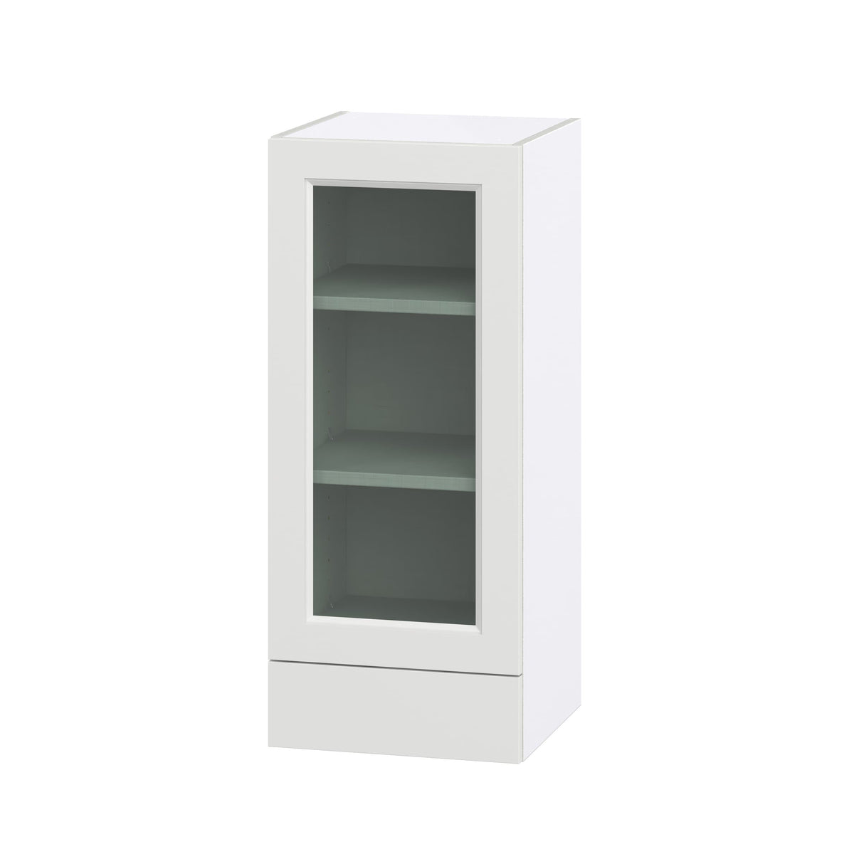 Hugo&Borg Riviera 15-in W x 35-in H x 14-in D Bright White 2-Drawers Wall Fully Assembled Cabinet (Glass Panel Shaker Style)