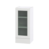 Hugo&Borg Riviera 15-in W x 35-in H x 14-in D Bright White 2-Drawers Wall Fully Assembled Cabinet (Glass Panel Shaker Style)