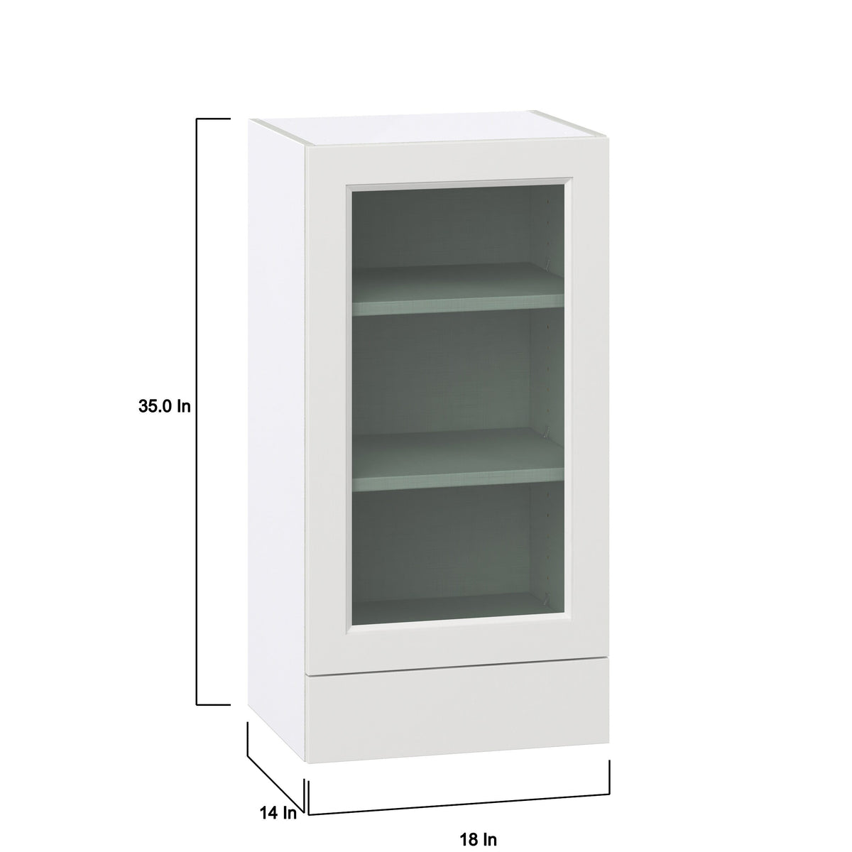 Hugo&Borg Riviera 18-in W x 35-in H x 14-in D Bright White 2-Drawers Wall Fully Assembled Cabinet (Glass Panel Shaker Style)